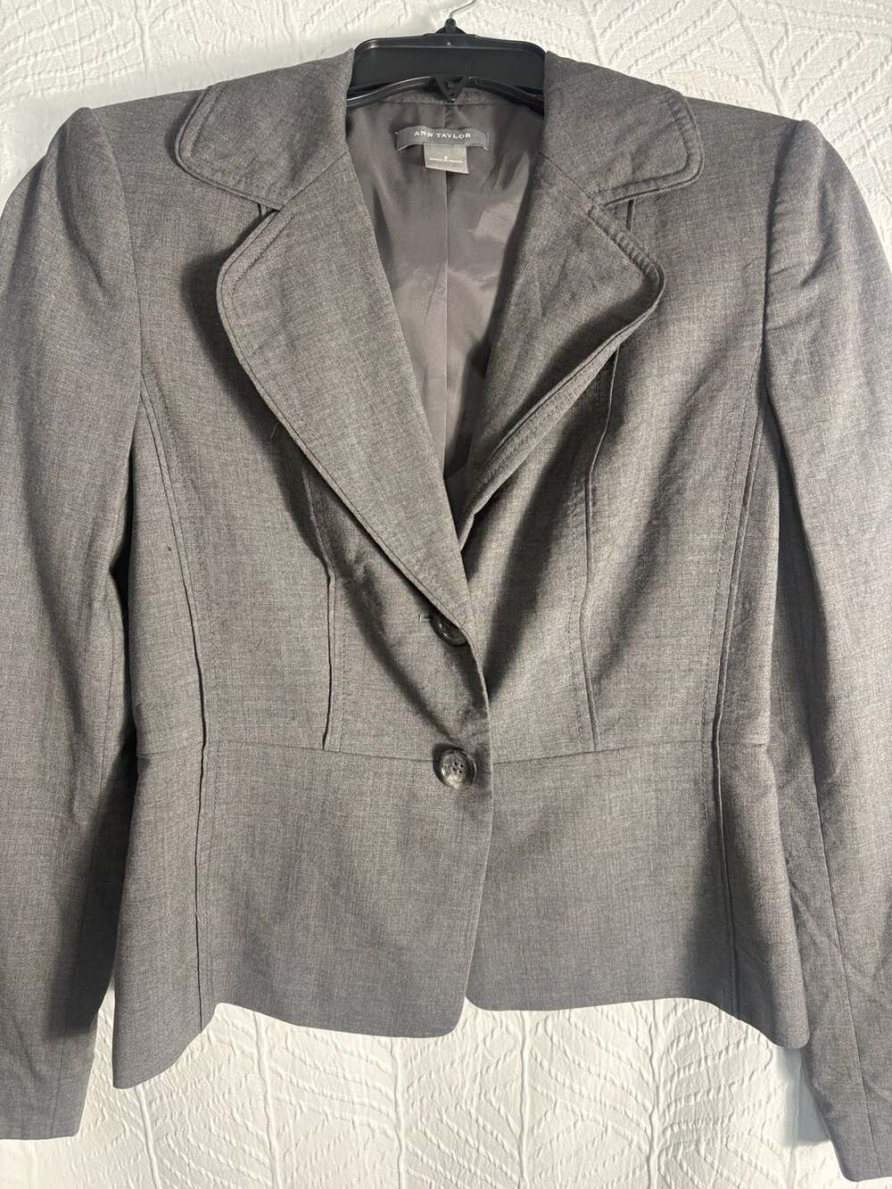 Ann Taylor Gray Business Suit Blazer Jacket Size 2